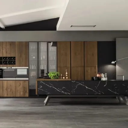 Cucina Loft Wood Pepe e laminato effetto Marmo di Arrex