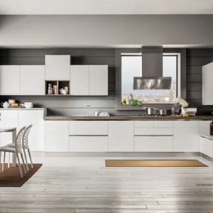 Cucina Moderna angolare Mango in Frassinato Artico e Platino di Arrex