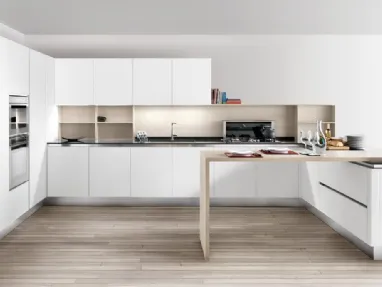 Cucina Moderna angolare in vetro satinato laccato bianco Maryland 01 di Spagnol Cucine