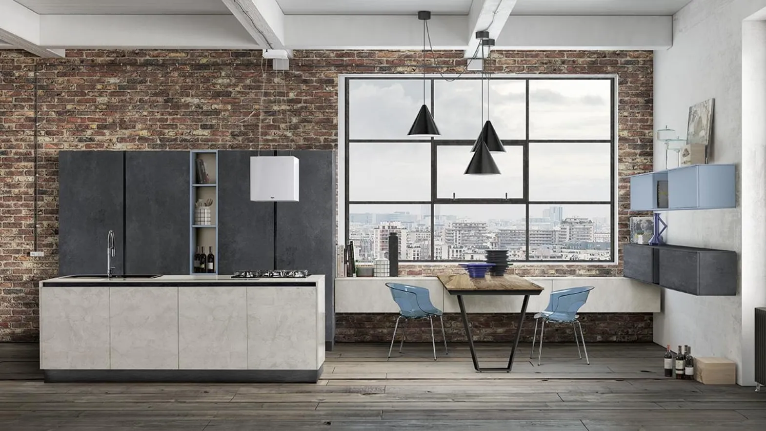 Cucina Moderna lineare Miami 02 di Spagnol Cucine