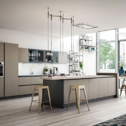Cucina Moderna con isola Opale composizione 02 in ecocemento di Arrex