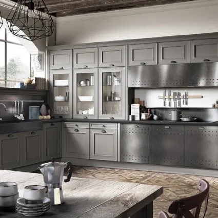 Cucina Moderna in laccato opaco e acciaio con top in Dekton effetto pietra Louisiana 02 di Spagnol Cucine