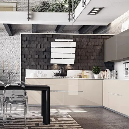 Cucina Moderna angolare in laccato lucido spazzolato Maryland 04 di Spagnol Cucine