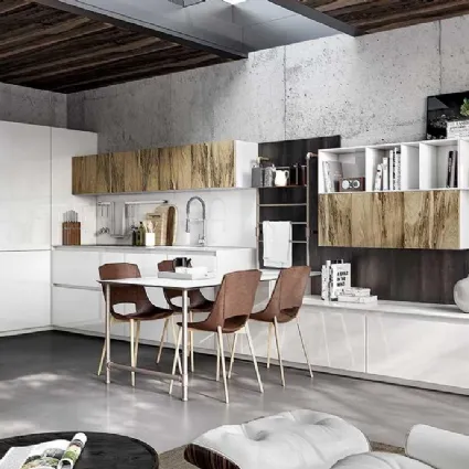 Cucina Moderna angolare in laccato bianco lucido e briccole Vivere Italia 06 di Spagnol Cucine