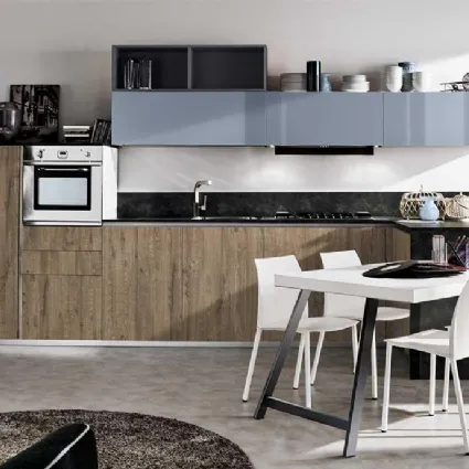 Cucina Moderna in materico rovere nodato e laccato opaco e lucido con top e bancone penisola in laminato Vivere Italia 11 di Spagnol Cucine