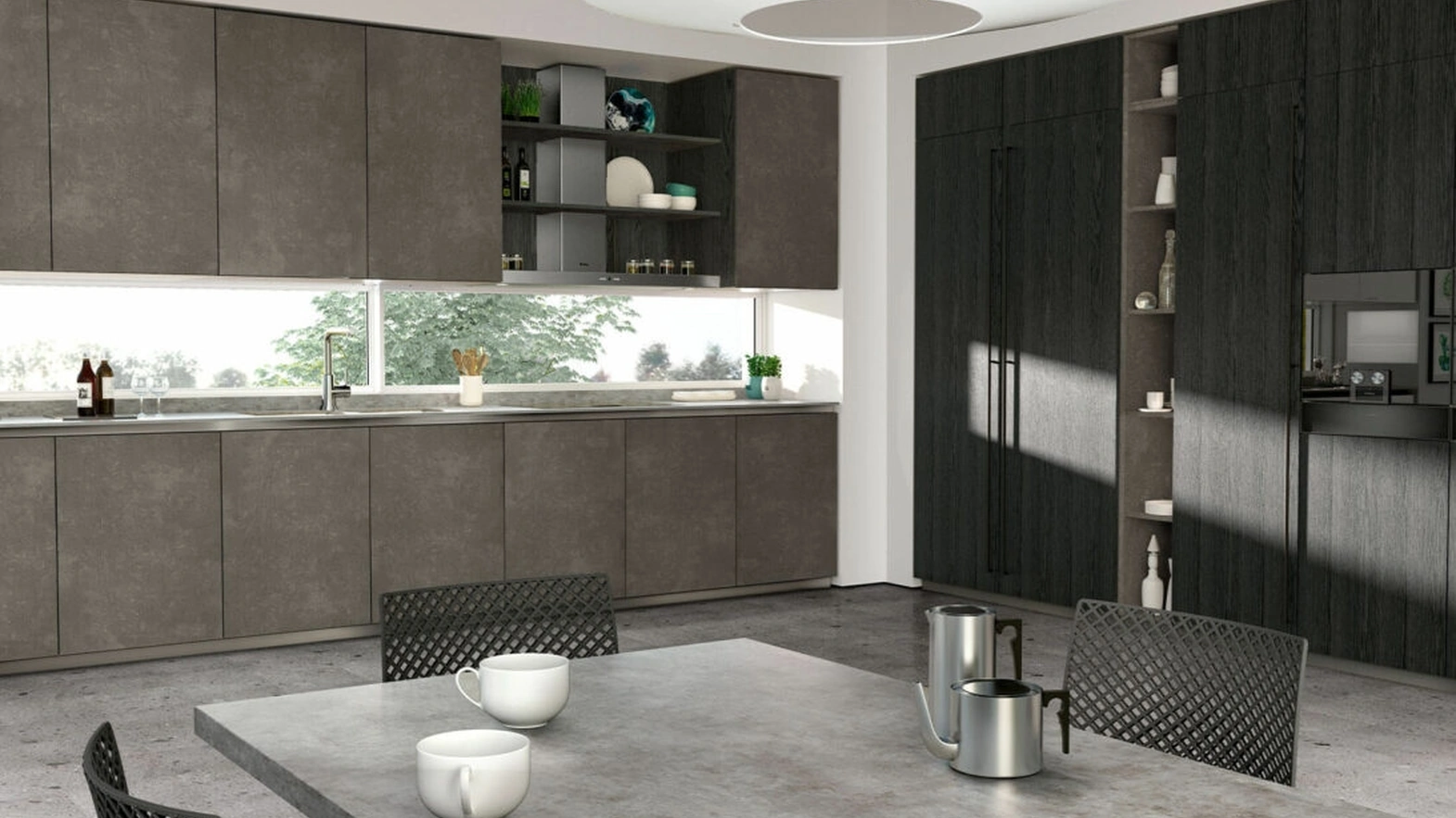 Cucina Moderna ad angolo Vivere Italia 12 in HPL e Rovere di Spagnol Cucine