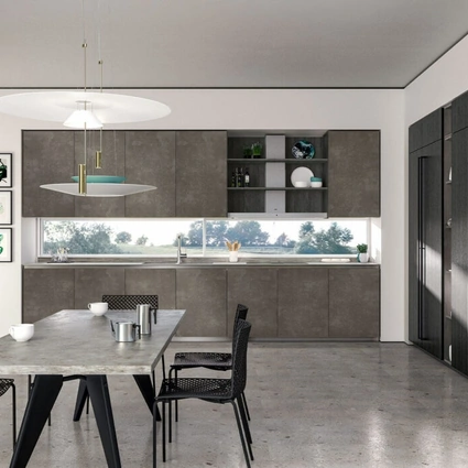 Cucina Moderna ad angolo Vivere Italia 12 in HPL e Rovere di Spagnol Cucine