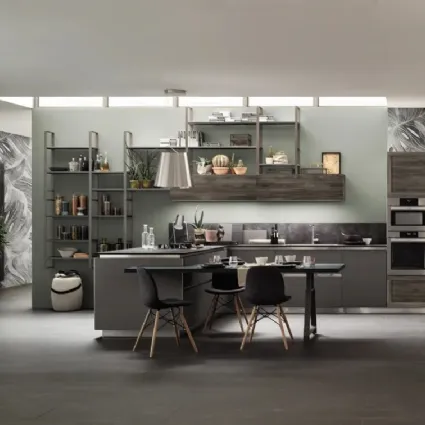 Cucina Moderna Twin 08 Nichel e Okobo Dark di Arrex