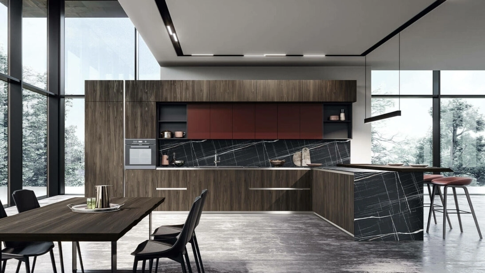 Cucina Moderna con penisola Vivere Italia 04 di Spagnol Cucine