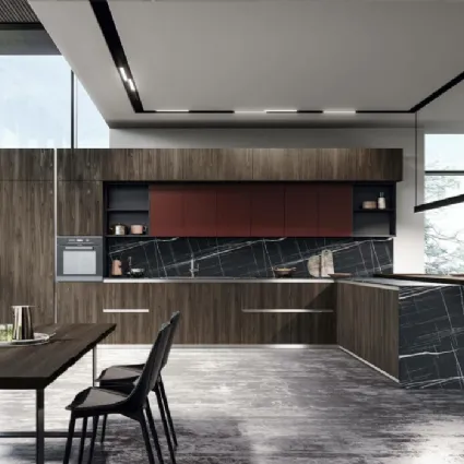 Cucina Moderna con penisola Vivere Italia 04 di Spagnol Cucine