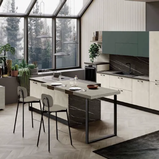 Cucina Moderna con penisola Loft 2|2 06 in laccato Metal di Arrex