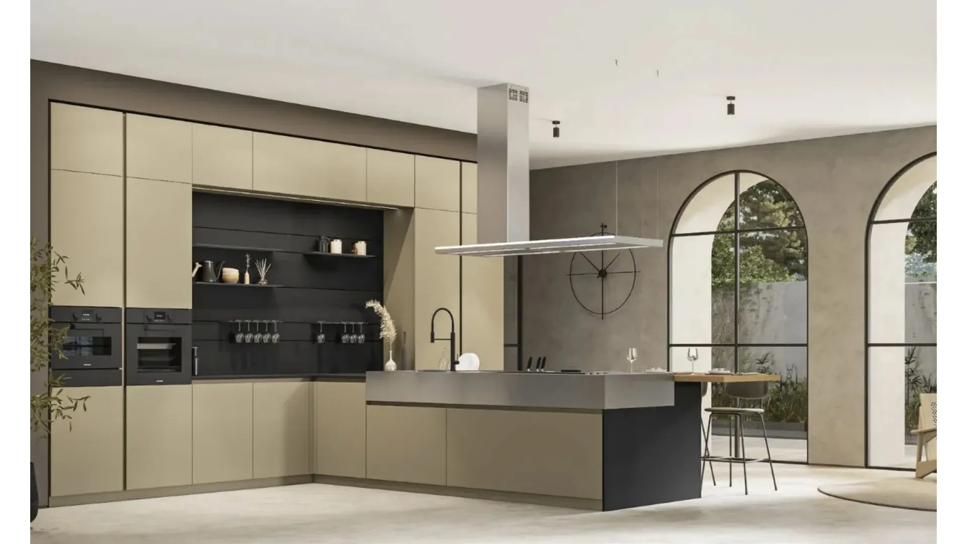 Cucina Moderna con penisola Loft 2|2 06 in laccato Metal di Arrex