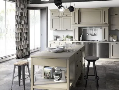 Cucina Shabby Chic lineare in laccato opaco e acciaio Louisiana 03 di Spagnol Cucine