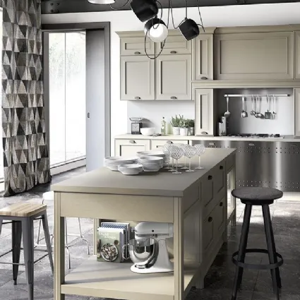 Cucina Shabby Chic lineare in laccato opaco e acciaio Louisiana 03 di Spagnol Cucine