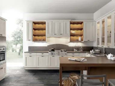 Cucina Shabby Chic angolare in décapé Canapa con pensili in vetro Riva 68 15 di Spagnol Cucine