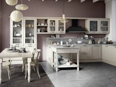 Cucina Shabby Chic angolare in laccato opaco con top in pietra composita Tabià 8 di Spagnol Cucine