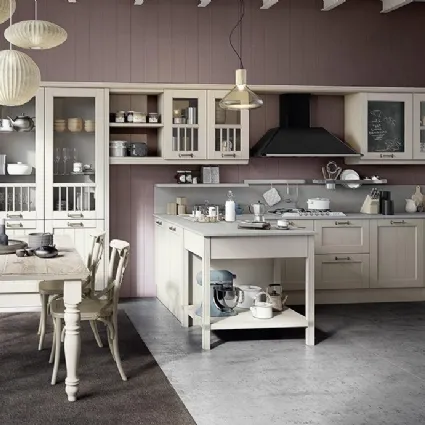 Cucina Shabby Chic angolare in laccato opaco con top in pietra composita Tabià 8 di Spagnol Cucine
