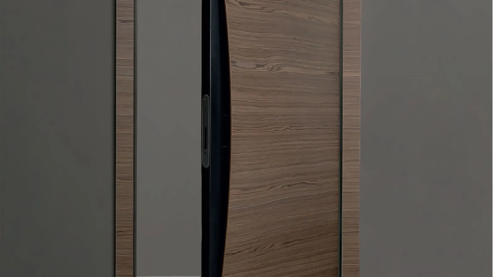 Porta per interni di design in legno noce canaletto con serratura magnetica Blow di Albed