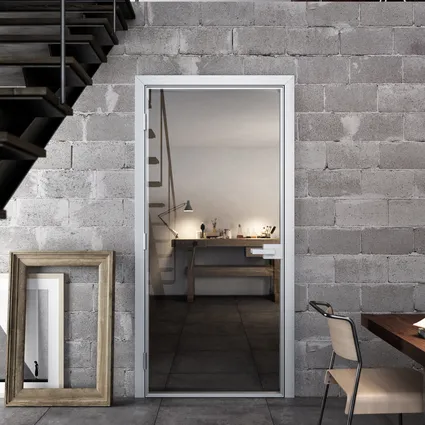 Porta battente per interni in vetro con telaio in alluminio Quies di Albed